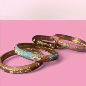 Elegant Gold and Pink Bangle Set